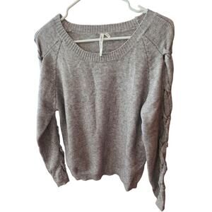 MÜR MÜR Rabbit Blend Fur Sweater M Womens Gray Long Sleeve Tied Cottage Core